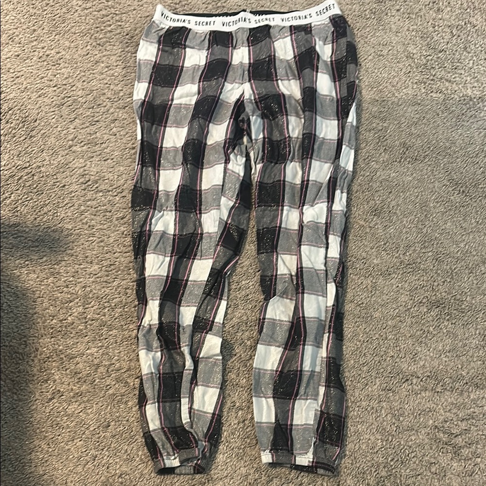 Victoria's Secret Plaid Pajama Pants - Black and White